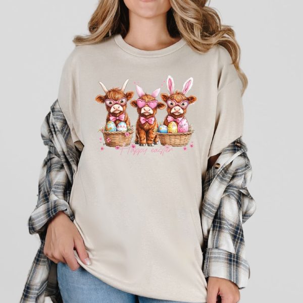 Hazel Blues® |  Easter Basket Highland Cow Graphic Tee For Discount