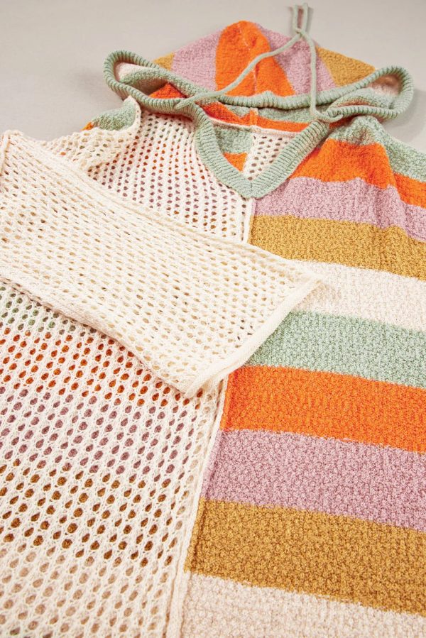 Hazel Blues® |  Openwork Color Block Hooded Sweater Online now - Image 5