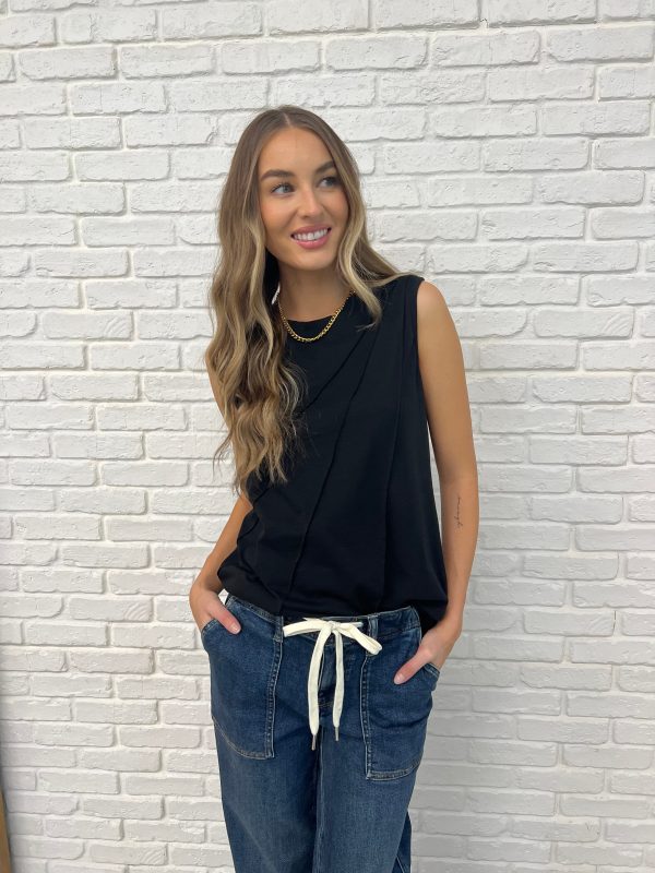 Hazel Blues® |  New Normal Pleat Detail Sleeveless Top in Black Cheap - Image 3