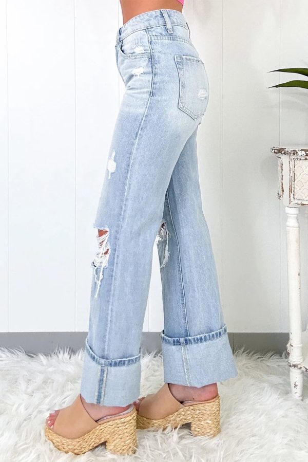 Hazel Blues® |  Distressed High Waist Jeans with Pockets For Cheap - Image 2