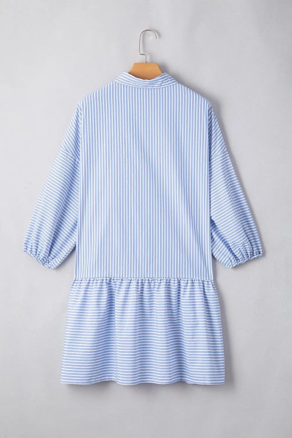 Hazel Blues® |  Striped Collared Neck Mini Dress For Discount - Image 3