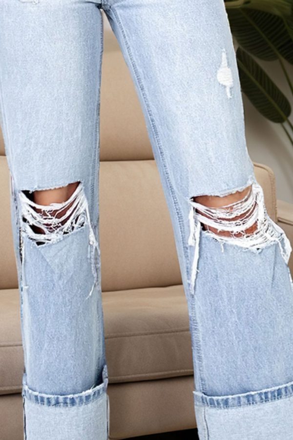 Hazel Blues® |  Distressed High Waist Jeans with Pockets For Cheap - Image 3