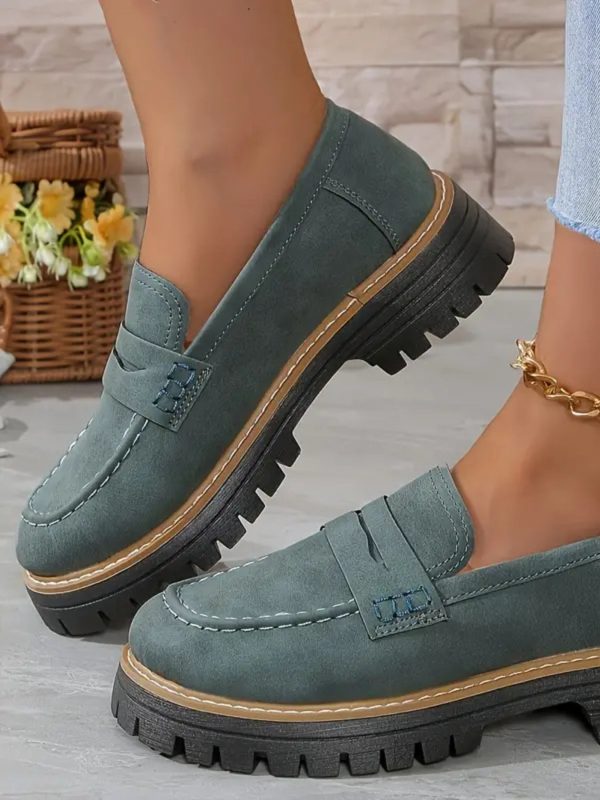 Hazel Blues® |  Round Toe Platform Loafers Hot on Sale