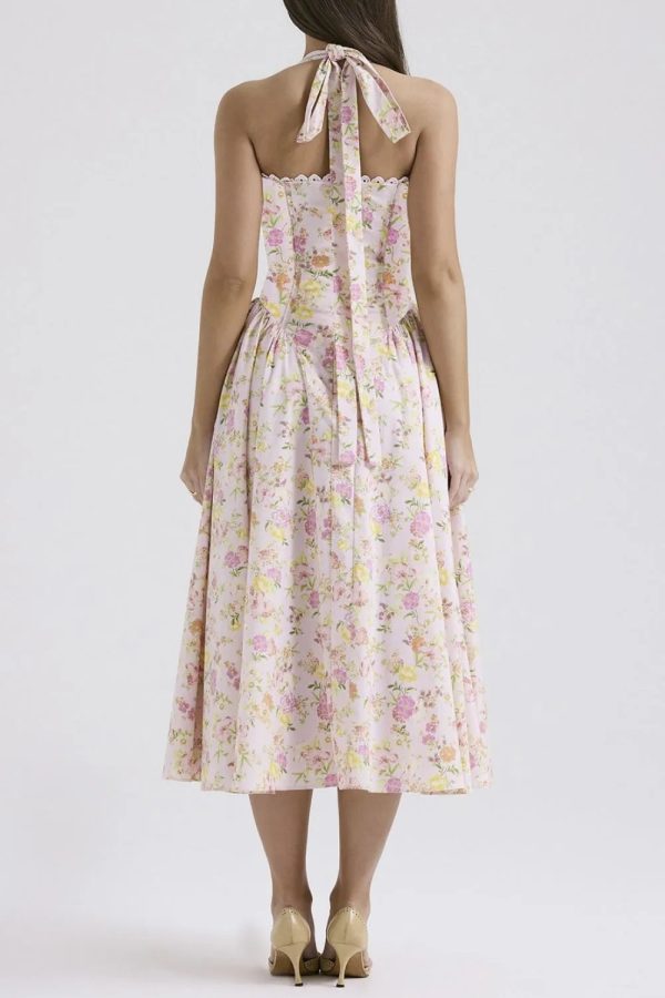 Hazel Blues® |  Lace Detail Floral Halter Neck Midi Dress Supply - Image 5