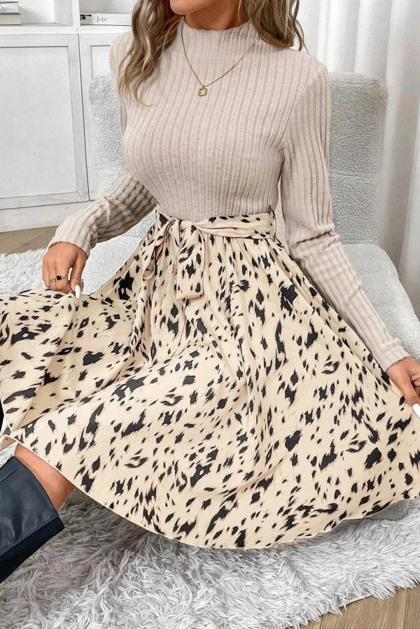 Hazel Blues® |  Tied Printed Mock Neck Long Sleeve Dress Online now - Image 4