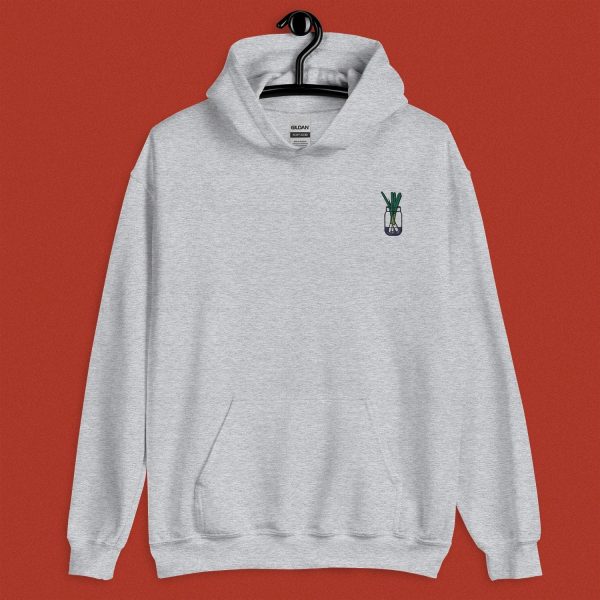 Green Onion Embroidered Hoodie Online Sale