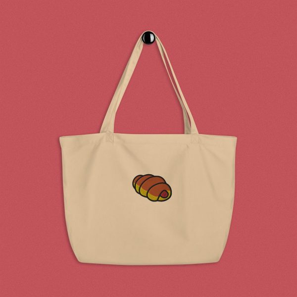 Hot Dog Bun Embroidered Large Tote Online now