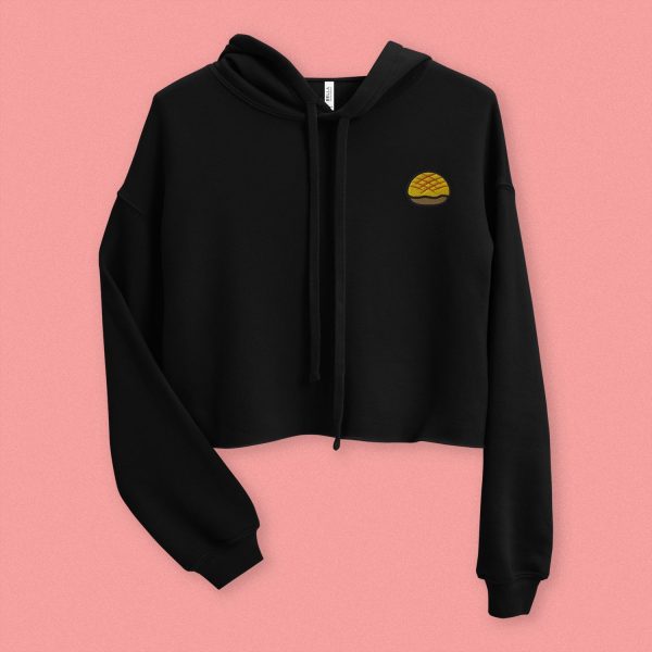 Pineapple Bun Embroidered Crop Hoodie Online now - Image 4