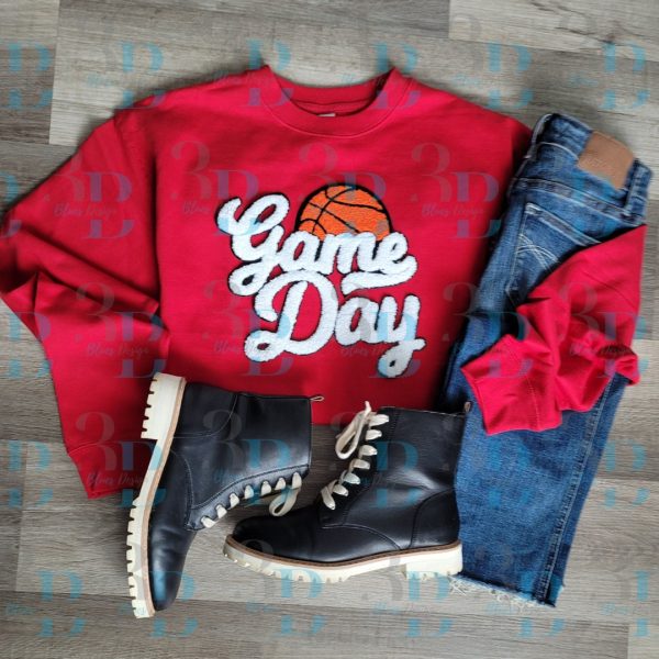 Hazel Blues® | 6 COLORS | Game Day with Basketball Chenille Iron-on Patch For Sale - Image 5