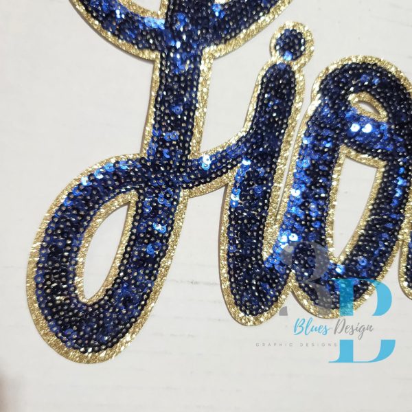 Hazel Blues® |  Lions Sequin Patch, Navy & GOLD Glitter Iron-on Patch Hot on Sale - Image 4