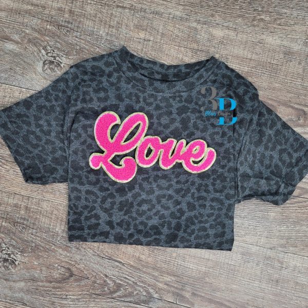 Hazel Blues® |  ADULT or YOUTH | Script Love Chenille Iron-on Patch on Sale - Image 5