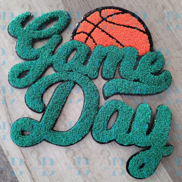 Hazel Blues® | 6 COLORS | Game Day with Basketball Chenille Iron-on Patch For Sale - Image 4