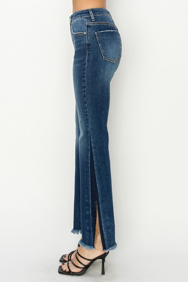 Hazel Blues® |  RISEN High Rise Side Shadow Seam Detail Slit Flare Jeans Supply - Image 4
