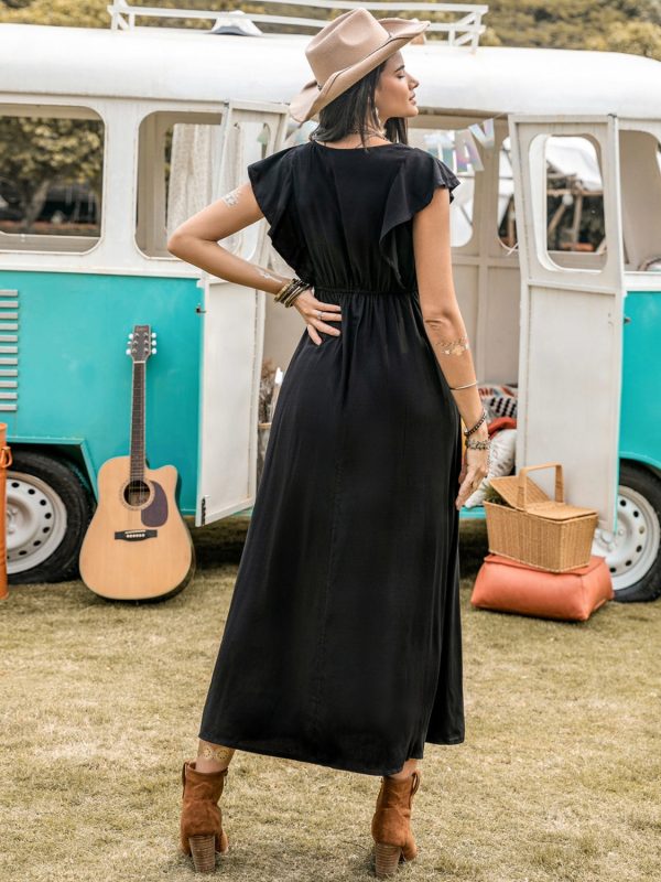 Hazel Blues® |  Lace Detail Plunge Cap Sleeve Midi Dress Sale - Image 2