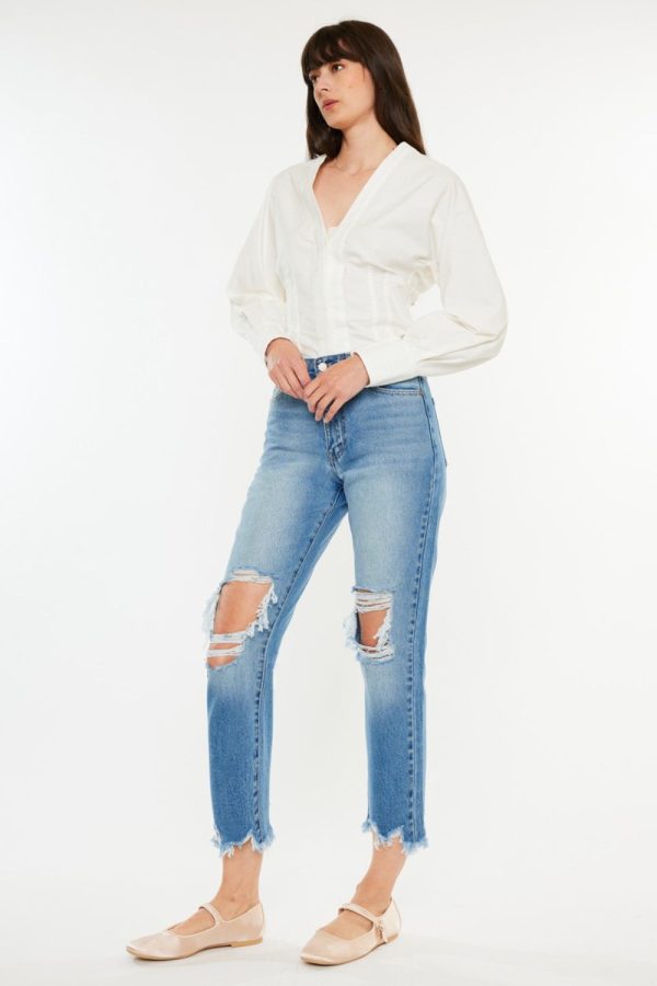 Hazel Blues® |  Kancan Distressed Frayed Hem Cropped Jeans on Sale - Image 3