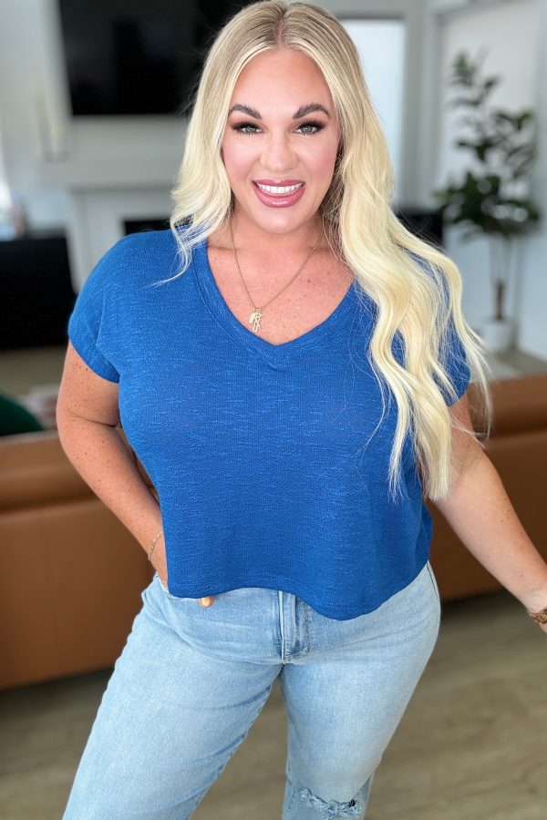 Hazel Blues® |  Classic Comfort V-Neck Top in Classic Blue Sale - Image 3